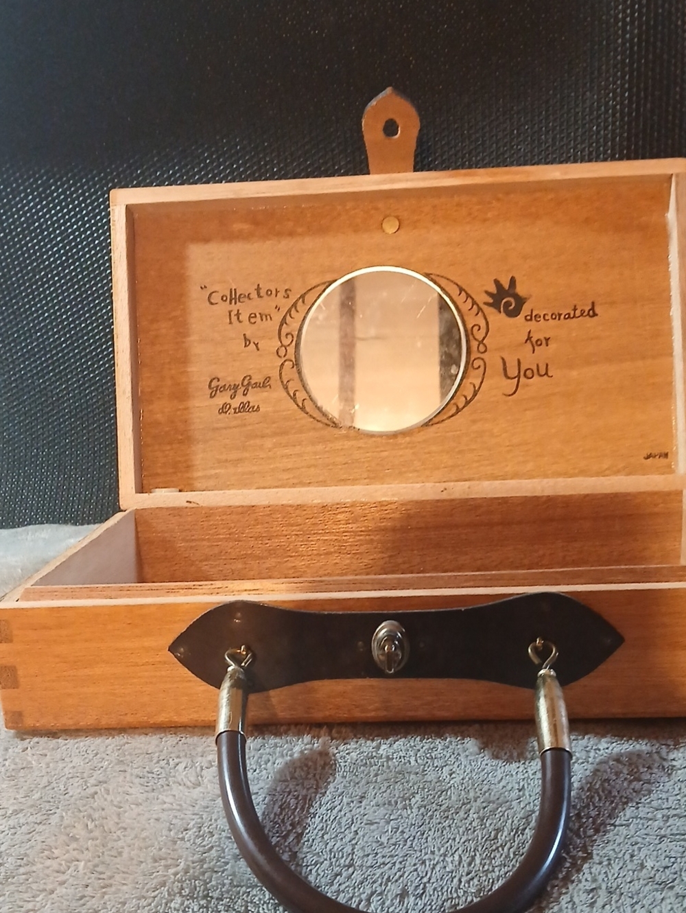 Vintage Gary Gail of Dallas Wood Jewelry Box with Mirror - Brown